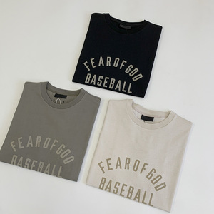 Camiseta de manga corta Essentials 7 Mainline Flocked BASEBALL <span class=keywords><strong>para</strong></span> hombre, estilo urbano, <span class=keywords><strong>para</strong></span> <span class=keywords><strong>parejas</strong></span>, primavera/verano, con cuello redondo y letras a la moda. - Product Image 2