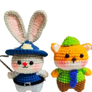 Judy Nick Mignon Porte-clés Pendentif DIY <span class=keywords><strong>en</strong></span> Peluche 3D, Fourrure et <span class=keywords><strong>Laine</strong></span> au Crochet, Forme <span class=keywords><strong>Lapin</strong></span> et Chat, Cadeau - Product Image 5
