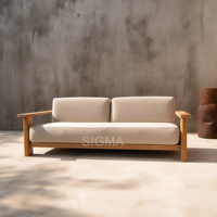 Ensembles de meubles de jardin SIGMA, meubles d'extérieur, ensemble de canapés en teck, chaise longue de patio, table, chaise, lit de soleil, canapé Villa Bali, bois naturel