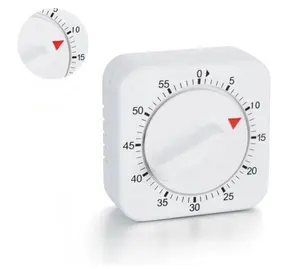 Temporizador de cozinha de 60 minutos, alarme de contagem, lembrete, temporizador mecânico branco e quadrado para cozinha