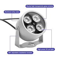 Iluminador IR con Sensor Automático de 850nm, DC12V, IP65, Impermeable, de Aleación de Aluminio, Luz de Relleno LED Infrarroja, Visión Nocturna Mejorada para Exteriores