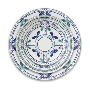 Juego de Vajilla de Porcelana China Mediterránea, Plato de Presentación de Cerámica con Diseño Floral Azul y Verde, Taza de Café de Porcelana para Hotel y Restaurante - Product Image 6