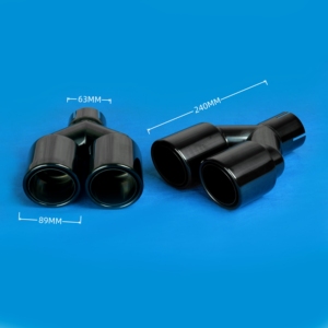 Embout d'échappement en acier inoxydable noir titane de 3,5 pouces, double couche, forme en Y, double sortie, embout de silencieux universel pour voiture - Product Image 2