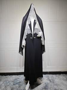 Nouvelle Abaya Islamique pour Femmes Noir Blanc Dentelle Bordure Blazer-Style Abaya avec <span class=keywords><strong>Hijab</strong></span> Robe de Soirée Formelle Islamique - Product Image 6