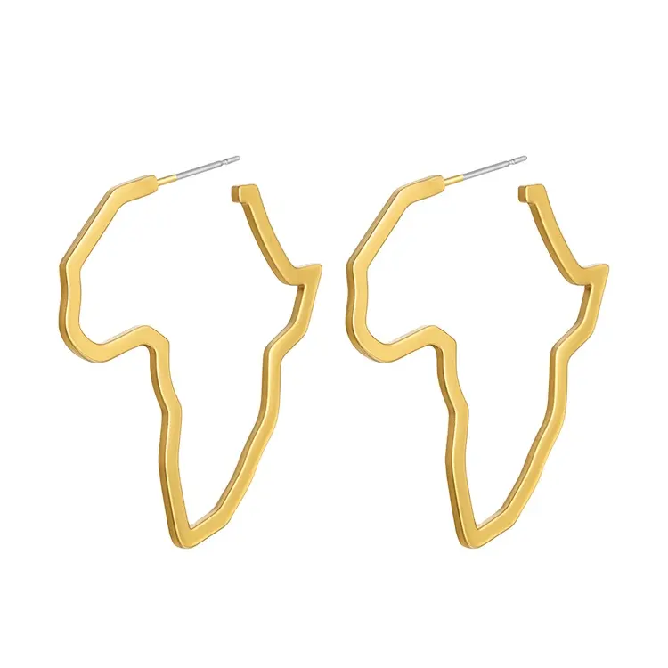 Mapa-múndi africano brincos grandes, brincos africanos piercing de orelha