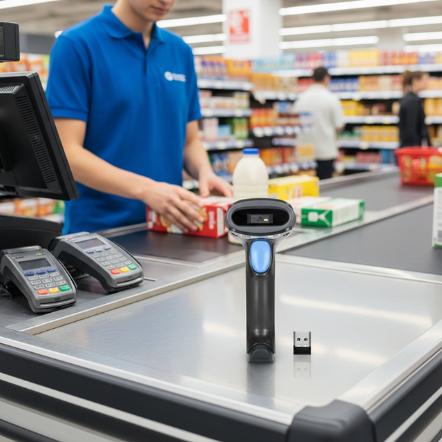 Handheld 1D 2D USB Wireless CMOS Barcode Scanner for Warehouse Industrial Use Portable Retail & Logistics in Stock