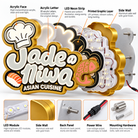 Lettres en relief 3D personnalisées en LED, enseigne de restaurant de cuisine asiatique, sushi, affichage LED rétroéclairé, panneau en acrylique PVC en mousse