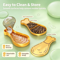 Bouteille d'eau et gamelle 2-en-1 pour animaux de compagnie, distributeur d'eau portable pour chien en forme de cuisse de poulet pour la promenade en extérieur, anti-fuite avec sangle