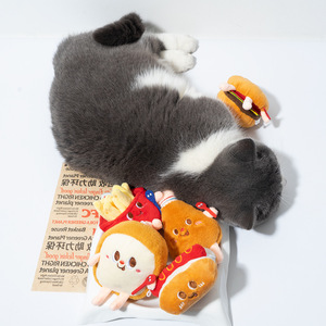 Großhandel Pet Chew Kreative Plüsch Hamburger Pommes Hühner bein Puppe Katzenminze <span class=keywords><strong>Cat</strong></span> Teasing Interaktives Haustier Katze Kau spielzeug - Product Image 2
