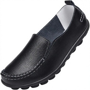 Women's Genuine Leather Flat Slip-On Loafers Breathable Round Toe Comfort <b>Shoes</b> for Spring Summer Autumn Winter - Product Image 3