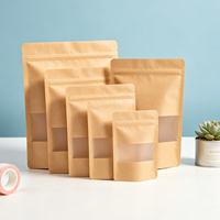 Sachets Doypack en papier kraft de qualité alimentaire avec fenêtre et fermeture éclair refermable, impression personnalisée acceptée pour café, snacks et thé