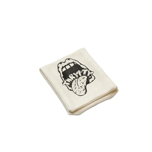 Vente en gros de petites pochettes à bijoux en coton et lin blanc avec logo imprimé personnalisé - Product Image 1