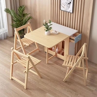Table en Bois pour la Famille, Planche MDF Recouverte, Table Épaissie avec Chaises Cachées, Table à Manger Multifonctionnelle Rétractable Pliante