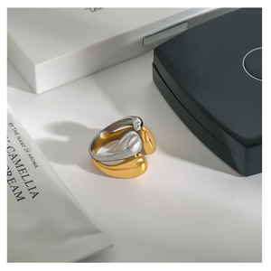 Chunky Punk Anneaux 18K PVD Plaqué Or En Acier Inoxydable Non-Ternir Étanche Anneau Irrégulier Bijoux pour Femmes - Product Image 3