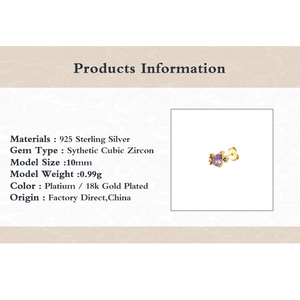 ROXI 3pcs Cut Design 18K Gold S925 Sterling <b>Silver</b> Multicolor Zircon <b>Stud</b> <b>Earrings</b> <b>Set</b> - Product Image 6
