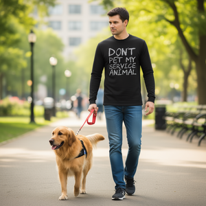 Maglietta a maniche lunghe con stampa Don't Pet My Service Animal, nera, taglia unisex per adulti - Product Image 3
