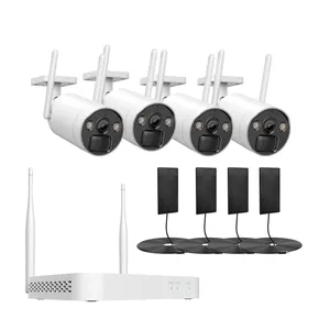 Kamera Baterai Tenaga Surya 4MP, Kit NVR MINI WIFI 8ch Sistem CCTV Nirkabel