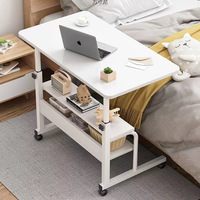 Table d'appoint pliable pour ordinateur portable, réglable en hauteur, facile à transporter, en MDF et métal, idéale pour lit, chambre, salon ou comme table d'étudiant.