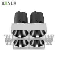 Triple spot LED encastré rectangulaire sans cadre COB 7W*3 pour plafond