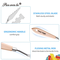Panwenbo – Lot de 10 spatules et couteaux à palette en acier inoxydable avec manche en bois pour peinture à l'huile et mélange d'acrylique
