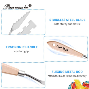 Panwenbo – Lot de 10 spatules et couteaux à palette en acier inoxydable avec manche en bois pour peinture à l'huile et mélange d'acrylique - Product Image 3
