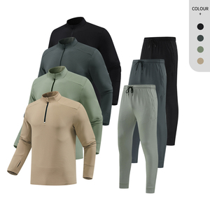 <span class=keywords><strong>Chándal</strong></span> deportivo con cremallera 1/4 para hombre, pantalones informales, traje de manga larga - Product Image 1