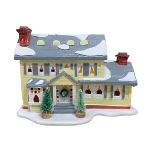 Customization Resin Handicraft Christmas Decoration Small House led Light Micro Landscape Ornament Resin Handicraft