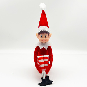 Bambola <span class=keywords><strong>Elfo</strong></span> di Natale in Peluche, Giocattolo Flessibile da Seduta con Cappello per Decorazione Domestica e da Tavolo per le Festività - Product Image 6