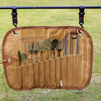 Ensemble de vaisselle de camping écologique pour 3 personnes, kit de couverts en acier inoxydable avec sac de rangement pliable pour barbecue et pique-nique