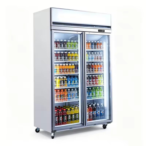 Réfrigérateur commercial à double porte avec compresseur monté en haut, réfrigérateur vertical pour boissons - Product Image 4