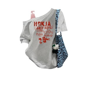 <span class=keywords><strong>Camiseta</strong></span> de Manga Corta para Mujer, Diseño 2026, Estilo Americano, con <span class=keywords><strong>Hombros</strong></span> <span class=keywords><strong>Descubiertos</strong></span>, Estilizada, que Estiliza la Figura, para Verano - Product Image 5