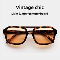 Lunettes de soleil en acétate surdimensionnées de luxe à double pont UV400