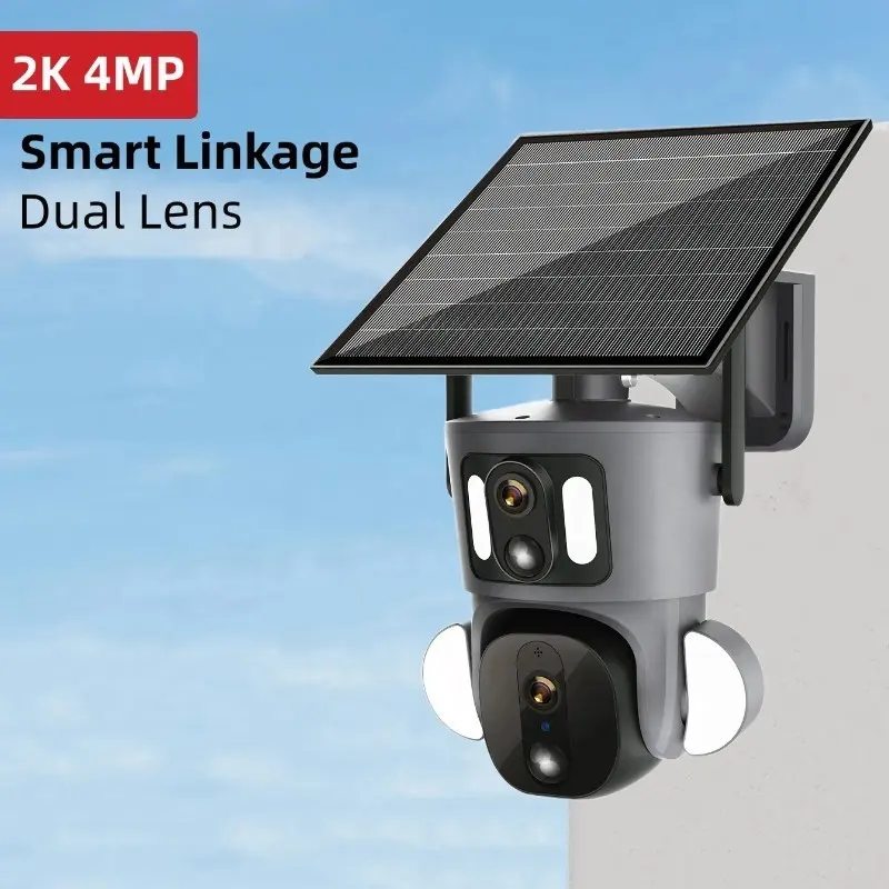 10X Zoom óptico Lente Dual 2K 4MP Ubox WIFI inalámbrico Cámara CCTV solar Batería recargable 4G Tarjeta SIM Cámara solar