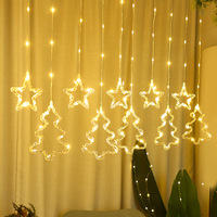 Guirlandes lumineuses décoratives de Noël, étoiles, lune, flocons de neige, rideaux lumineux féériques, lumières d'ambiance en forme de glaçons, 8 fonctions, télécommande USB