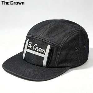 Custom Logo Washed Denim Twill 5 Panel Camp Cap Wholesale Bulk Embroidered Rectangular Patch <b>Flat</b> Brim <b>Hat</b> Manufacturer - Product Image 3