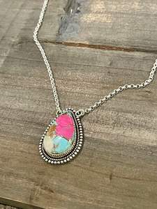 Algodón caramelo Mojave lágrima colgante plata esterlina joyería hecha a mano - Product Image 3