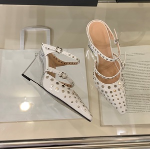 Ladies' Summer 2025 New Transparent Wedge Heel Sandals <b>Pointed</b> Rivets Party Fashion Show Heels - Product Image 6