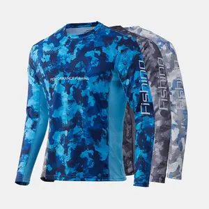 Camiseta de manga larga de pesca para hombre, camisa de pesca personalizada con sublimación, protección UV, UPF 50 +