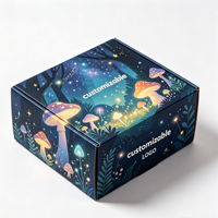 Boîte d'emballage imprimée scène forêt fantastique pastel doux, taille personnalisée, avec doublure intérieure anti-graisse pour miel, confiture, ou coffret cadeau floral