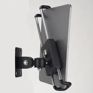 Wall mounted 360 rotating tablet security bracket metal tablet foldable holder with anti-theft lock for factory