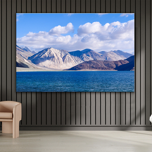 Arte Murale Panoramica Moderna in Acrilico, Stampa su Tela di Paesaggio Montano con <span class=keywords><strong>Lago</strong></span> Blu per Arredamento <span class=keywords><strong>Soggiorno</strong></span> - Product Image 2