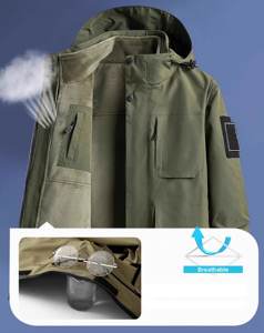 <span class=keywords><strong>Veste</strong></span> enduite personnalisée 3 en 1, chaude, imperméable et respirante pour hommes et femmes, coupe-vent, coutures de chasse et de randonnée en plein air, coupe-vent étanches - Product Image 6