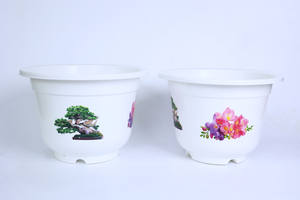 Pot de fleurs en plastique blanc imprimé de grande taille, fabriqué au Vietnam, en PP, grande capacité, pour jardin et bonsaï, A600 - Product Image 3