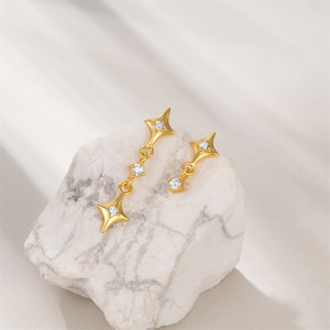 ROXI Pendientes de Plata de Ley 925 con Borlas Largas y Cortas Irregulares y Estrella de Cuatro Puntas - Product Image 6