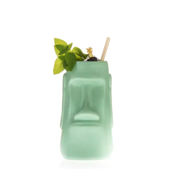 カラーグレーズセラミックイースターアイランドティキマグカスタムモーブモアイカクテルガラスカップ砕いた氷で提供されるカクテルに最適