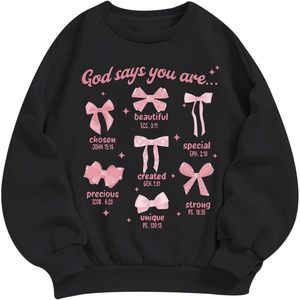 เสื้อฮู้ดเด็กผู้หญิงลายโบว์น่ารัก แขนยาว ผ้าถัก ระบายอากาศได้ดี สำหรับเด็กและผู้หญิง - Product Image 1