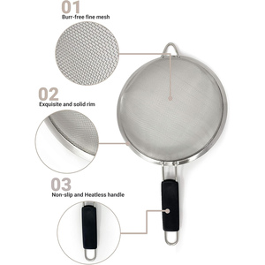 Oferta Especial: Colador de Malla Fina de Acero Inoxidable con Mango de Plástico, Colador de Aceite, Tamiz de Harina de Una Asa, Tamiz para Flores Secas, Utensilio de Cocina - Product Image 2