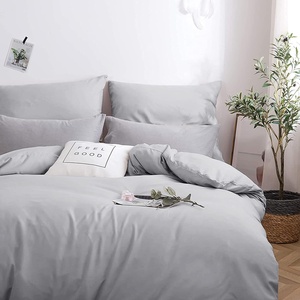 Mohap Gris Clair Microfibre Zip <span class=keywords><strong>Housse</strong></span> <span class=keywords><strong>de</strong></span> <span class=keywords><strong>Couette</strong></span> 2 Taies d'Oreiller Adulte <span class=keywords><strong>Lit</strong></span> Double 220X240 cm 65X65 cm 100% Polyester 400TC Home - Product Image 2