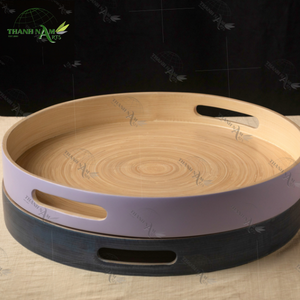 Haute Qualité Moderne Grand Rond Bambou Plateaux Décor Table Basse Salon Cuisine Bambou Plateau De Service - Product Image 2