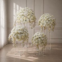Boule de fleurs artificielles Phalaenopsis Rose, centre de table de mariage de style occidental, décoration de salle d'exposition, pour demande en mariage, et pour allée centrale